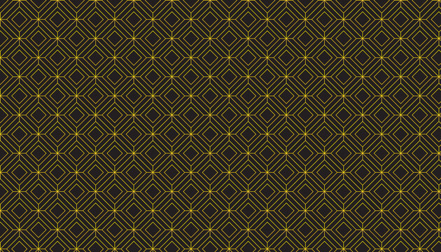 Luxury Gold Geometric Line Pattern Seamless Black Background Design