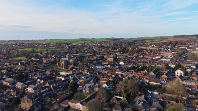 Aerial View of beautiful village of Sherborne, Dorset, England