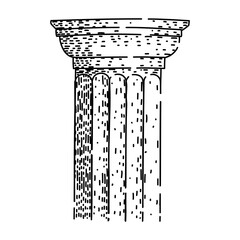 Naklejka premium Ancient column illustration showing a classical doric style architectural element with fluted shaft and capital, representing history, support, and strength in outline vector art
