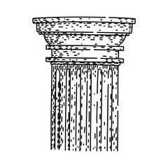 Naklejka premium Ancient column capital design featuring classic architectural elements with textured line art, symbolizing strength, history, and cultural heritage in a simple vector illustration