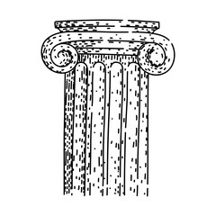 Naklejka premium Hand drawn ionic column sketch with volutes and fluting, classical greek and roman architectural motif symbolizing heritage, support, and traditional decorative design elements