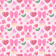Adorable Pink Valentine's Day Seamless Pattern