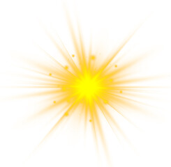 Glowing burst of light with sparkling star particles. Perfect for magical or holiday-themed illustrations. Transparent overlay for creative flexibility.