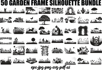 Obraz premium 50 Garden Frame Silhouette Bundle