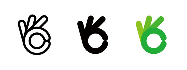 Attention, check OK sign icon, eye camera photo icon