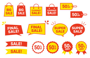 赤・黄のアイコンセット セールラベル