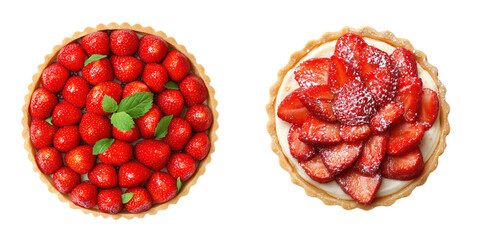 Fresh Strawberry Tart with Berries and Whipped Cream Delight Isolated on Transparent Background