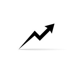 Upward zigzag arrow icon. Financial growth indicator, rising progress symbol
