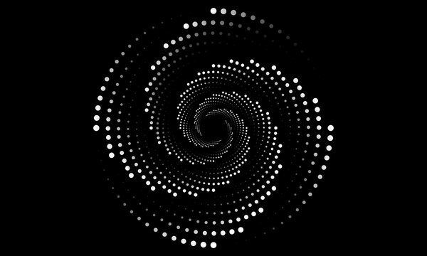 Black and white spiral dot pattern abstract modern background