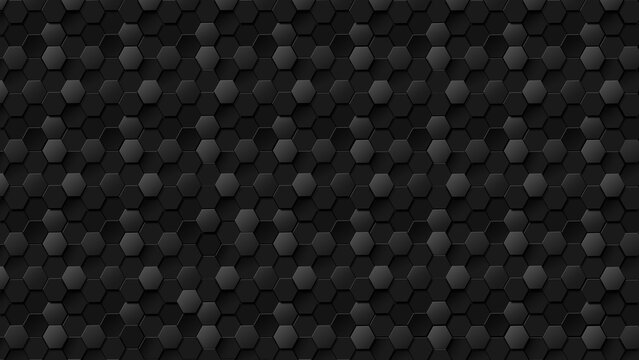 Dark black hexagon honeycomb geometric texture abstract modern background pattern