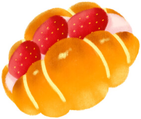 크림 딸기 크루아상