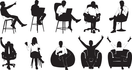 10 Versatile Sitting Business Silhouettes and Relaxed Office Workspace Poses