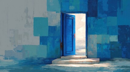 Open doorway leading to bright light abstract illustration opportunity concept