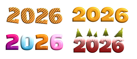 Playful 2026 typography collection with winter themes and warm colors