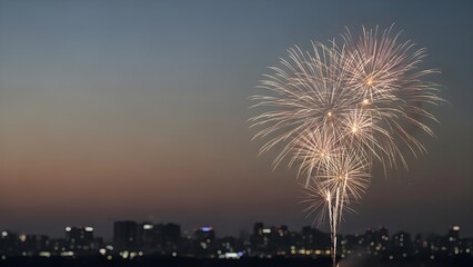 Fototapeta premium Subtle muted-tone fireworks for editorial use