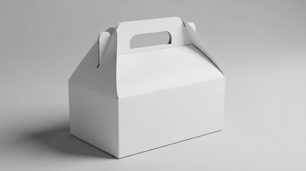 Handled white cardboard takeout box mockup isolated for food packaging, restaurant branding, and clean modern presentation
