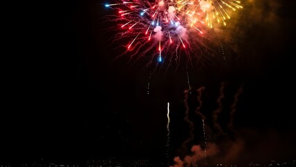 Fireworks fading gently into darkness