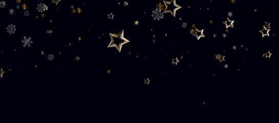 Festive dark blue backdrop featuring golden stars, snowflakes, and holiday ambiance. Perfect for Christmas cards © vegefox.com