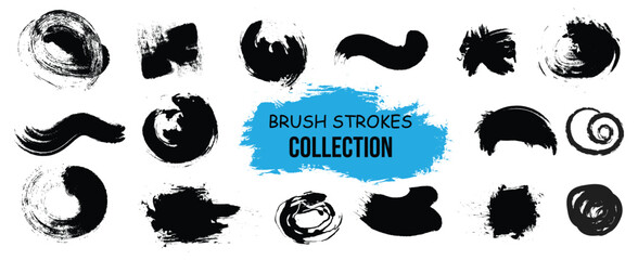 Grunge style hand-drawn thick brush strokes in acrylic paint. Ink splatters, grungy painted lines, artistic design elements. Creative vector shape or background art illustration template.
