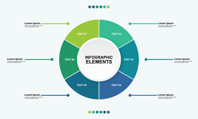 Infographic Template with Circular Diagram in Modern Minimalist Design with Blue Green Gradient Colors on White Background for Business Presentation