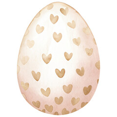 Watercolor pastel Easter egg with heart pattern soft nursery illustration