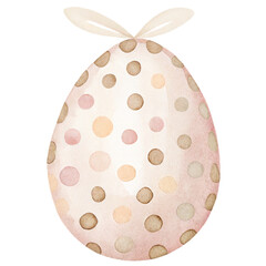 Watercolor pastel Easter egg with polka dot pattern soft nursery illustration