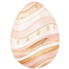 Watercolor pastel Easter egg with soft wavy stripes nursery illustration