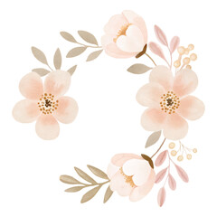 Watercolor floral wreath with soft pastel flowers elegant nursery illustration