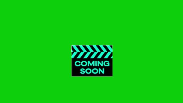 Coming soon film animation on green screen