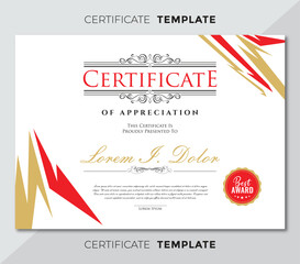 Fototapeta premium Elegant Certificate of Appreciation Template with Red and Gold Accents New 
