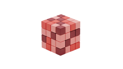 Abstract Cube Construction - Pink and Red Blocks