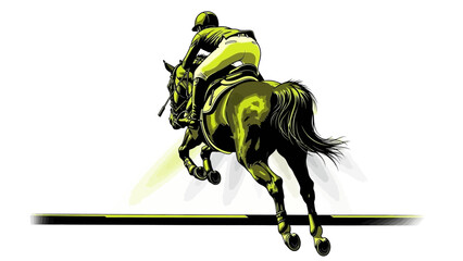 Jockey riding horse at full speed in dynamic racing motion © Thamseer