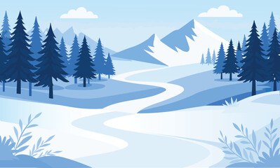 Fototapeta premium Winter Mountain Landscape Background for Desktop Wallpaper