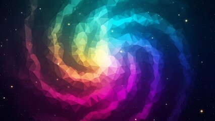 Vibrant polygonal galaxy with colorful nebula and stars