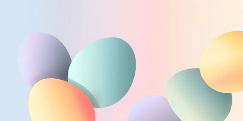 Minimal Easter greeting card background with soft pastel gradient and subtle egg shapes, featuring empty space for custom text and seasonal messages