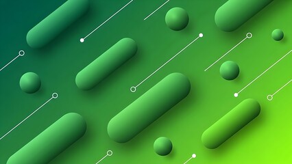 Abstract green background with geometric shapes and lines