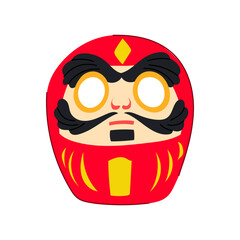 Fototapeta premium Traditional red daruma doll symbolizing perseverance, fortune, and achieving personal goals, featured with empty white eyes ready for future aspiration filling