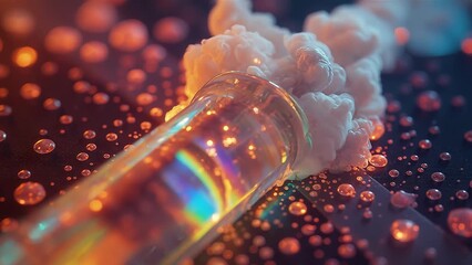 Colorful Chemical Reaction in Laboratory Environment with Droplets