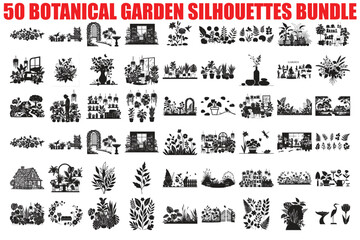 50 Botanical Garden Silhouette bundle