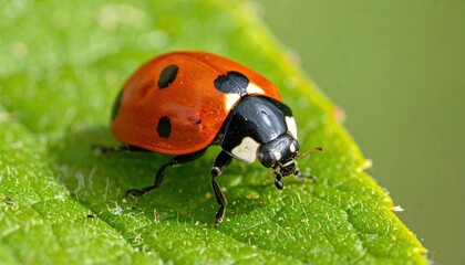 Ladybug on Green Leaf.