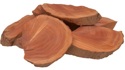 Slices of Wood on White Background.