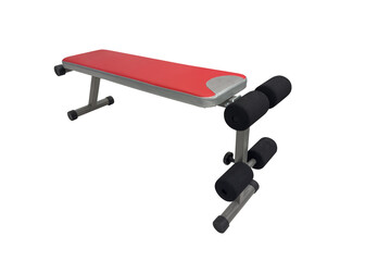 red gym exercise bench isolated on white background