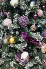 Christmas decorations on the Christmas tree close-up
