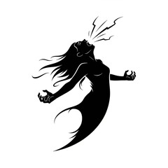 silhouette of a girl with wings