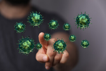 Visual representation of the coronavirus pandemic, touching concept. Illustrating disease spread, health conce
