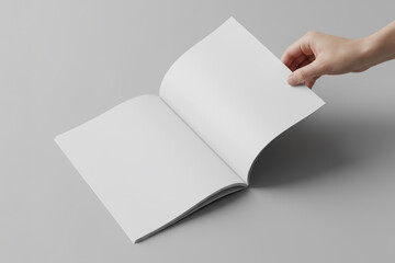 Hand Turning Page of Blank Magazine Mockup
