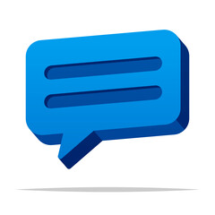 3D blue chat message icon vector isolated illustration