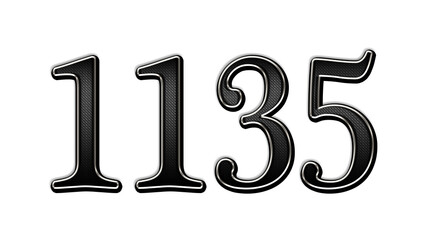 black metal 3d design of number 1135 on white background.
