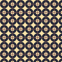 Brown and Light Orange Geometric Circle Seamless Pattern with Repeating Abstract Grid