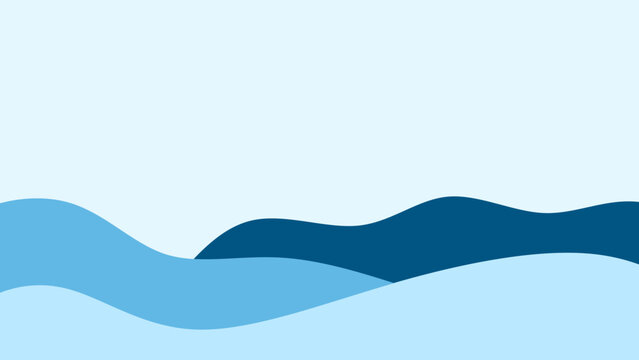 Minimalist wavy abstract background. Abstract blue wave bottom border background. Clean business layout with navy blue ocean curves at the bottom.